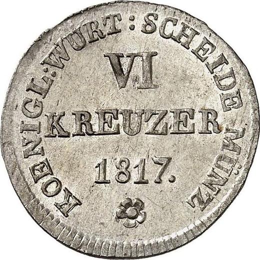 Реверс монеты - 6 крейцеров 1817 года - цена серебряной монеты - Вюртемберг, Вильгельм I