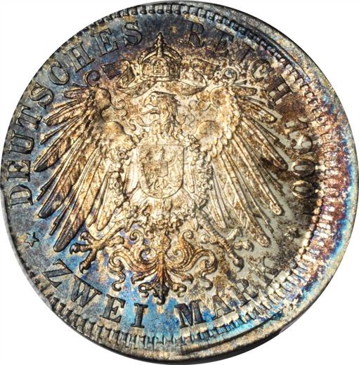 Реверс монеты - 2 марки 1891-1912 года "Пруссия" Смещение штемпеля - цена серебряной монеты - Германия, Германская Империя