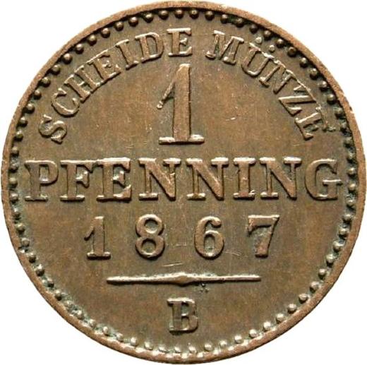 Реверс монеты - 1 пфенниг 1867 года B - цена  монеты - Пруссия, Вильгельм I
