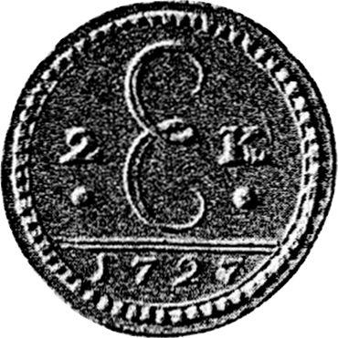 Rewers monety - PRÓBA 2 kopiejki 1727 МОСКВА - cena  monety - Rosja, Katarzyna I
