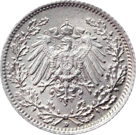 Реверс монеты - 1/2 марки 1915 года D "Тип 1905-1919" - цена серебряной монеты - Германия, Германская Империя