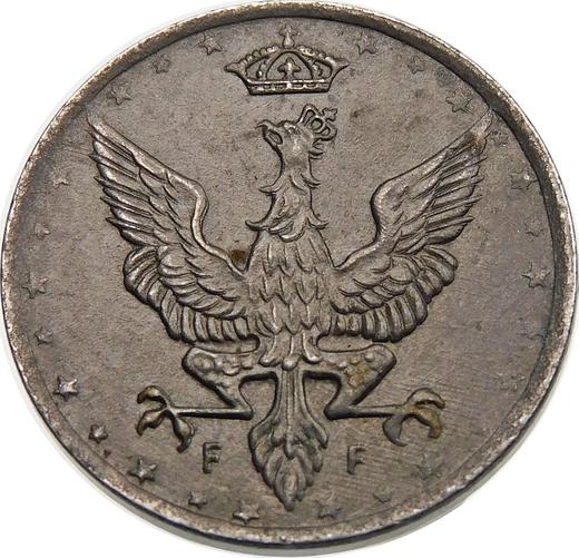 Аверс монеты - 10 пфеннигов 1917 года FF Надпись дальше от края - цена  монеты - Польша, Королевство Польское