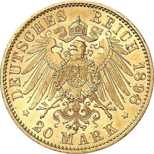 Reverso 20 marcos 1898 A "Schaumburg-Lippe" - valor de la moneda de oro - Alemania, Imperio alemán