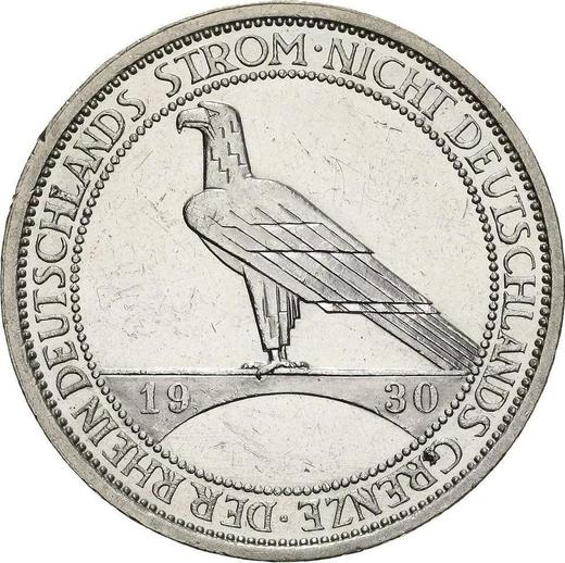 Реверс монеты - 3 рейхсмарки 1930 года E "Освобождение Рейнской области" - цена серебряной монеты - Германия, Bеймарская республика