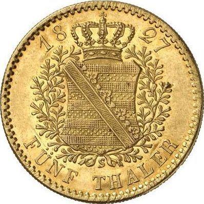 Reverso 5 táleros 1827 S - valor de la moneda de oro - Sajonia, Antonio