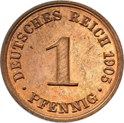 Аверс монеты - 1 пфенниг 1905 года A "Тип 1890-1916" - цена  монеты - Германия, Германская Империя