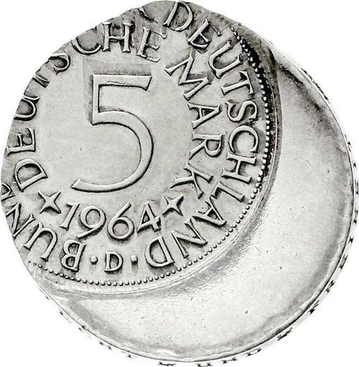 Anverso 5 marcos 1951-1974 Desplazamiento del sello - valor de la moneda de plata - Alemania, RFA
