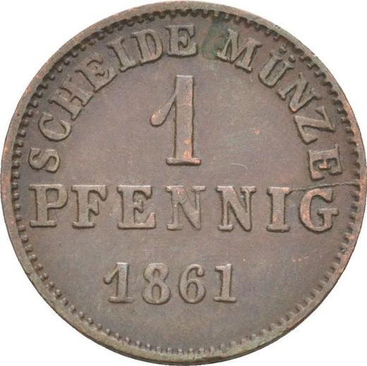 Реверс монеты - 1 пфенниг 1861 года - цена  монеты - Гессен-Дармштадт, Людвиг III
