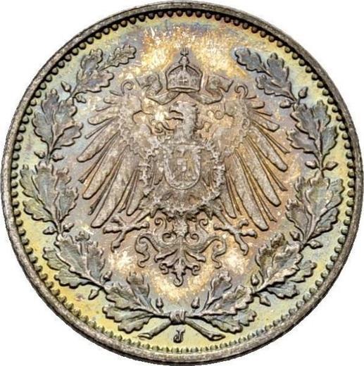 Reverse 1/2 Mark 1909 J "Type 1905-1919" - Germany, German Empire