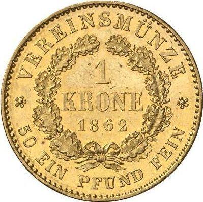 Rewers monety - 1 krone 1862 A - cena złotej monety - Prusy, Wilhelm I