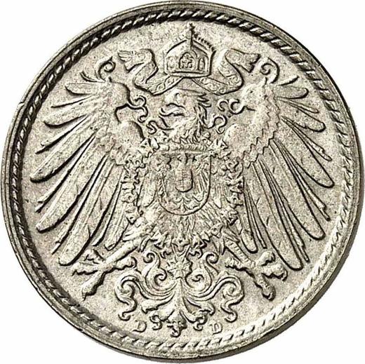 Reverso 5 Pfennige 1892 D "Tipo 1890-1915" - valor de la moneda  - Alemania, Imperio alemán