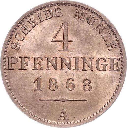 Реверс монеты - 4 пфеннига 1868 года A - цена  монеты - Пруссия, Вильгельм I