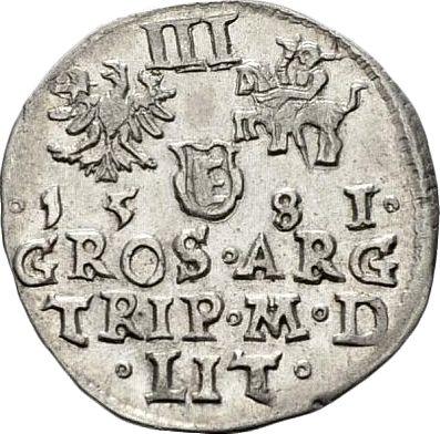 Rewers monety - Trojak 1581 "Litwa" - cena srebrnej monety - Polska, Stefan Batory