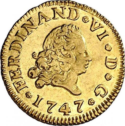 Obverse 1/2 Escudo 1747 M J - Gold Coin Value - Spain, Ferdinand VI