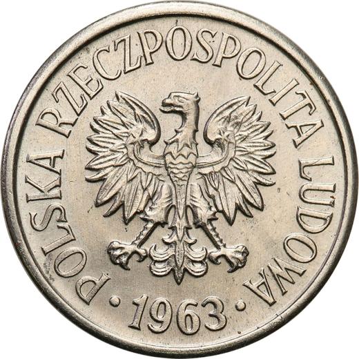 Аверс монеты - Пробные 20 грошей 1963 года Никель - цена  монеты - Польша, Народная Республика