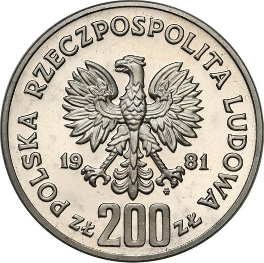 Аверс монеты - Пробные 200 злотых 1981 года MW "Владислав I Герман" Никель - цена  монеты - Польша, Народная Республика