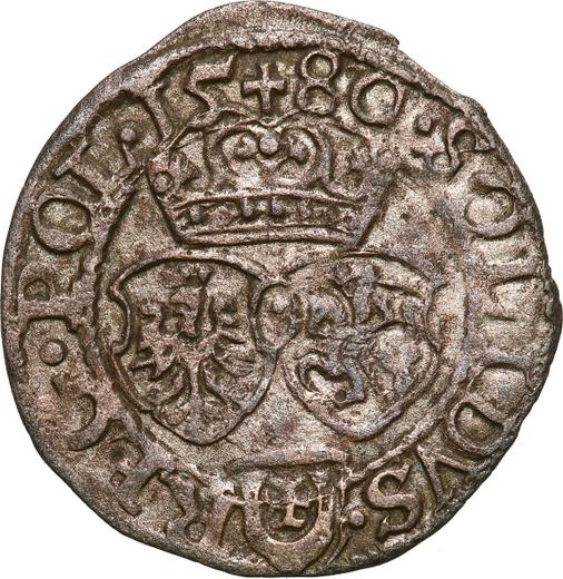 Reverso Szeląg 1580 "Tipo 1580-1586" Escudo de armas de los Jastrzębiec (Herradura) - valor de la moneda de plata - Polonia, Esteban I Báthory