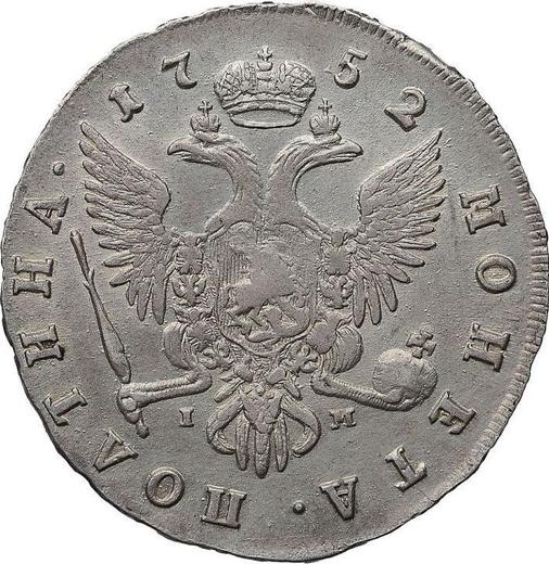Reverso Poltina (1/2 rublo) 1752 СПБ IМ "Retrato busto" - valor de la moneda de plata - Rusia, Isabel I