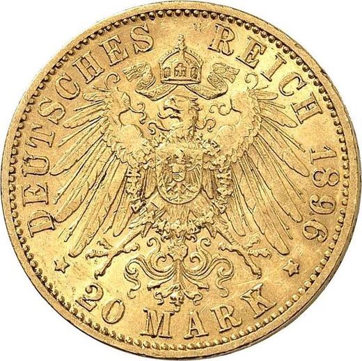 Reverso 20 marcos 1896 A "Anhalt" - valor de la moneda de oro - Alemania, Imperio alemán