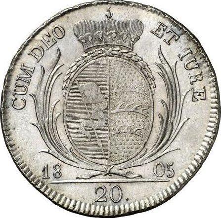 Rewers monety - 20 krajcarow 1805 I.L.W. - cena srebrnej monety - Wirtembergia, Fryderyk I