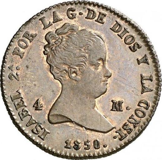 Аверс монеты - 4 мараведи 1850 года - цена  монеты - Испания, Изабелла II