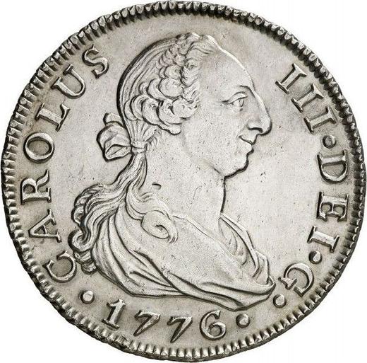 Аверс монеты - 8 реалов 1776 года S CF - цена серебряной монеты - Испания, Карл III