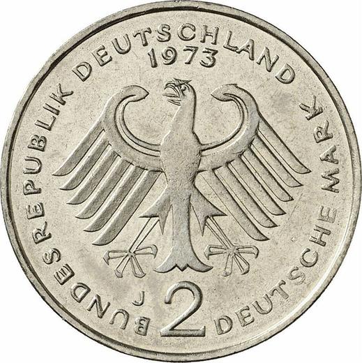 Reverso 2 marcos 1973 J "Konrad Adenauer" - valor de la moneda  - Alemania, RFA