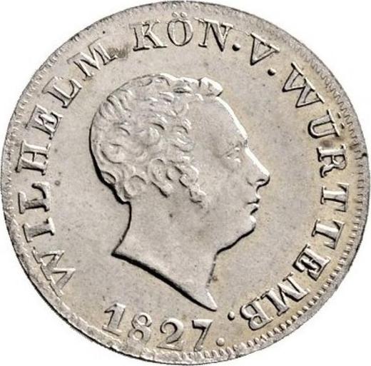 Аверс монеты - 6 крейцеров 1827 года - цена серебряной монеты - Вюртемберг, Вильгельм I