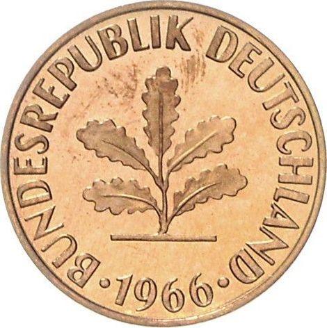 Реверс монеты - 10 пфеннигов 1966 года F - цена  монеты - Германия, ФРГ