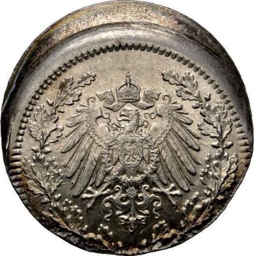 Реверс монеты - 1/2 марки 1905-1919 года "Тип 1905-1919" Смещение штемпеля - цена серебряной монеты - Германия, Германская Империя