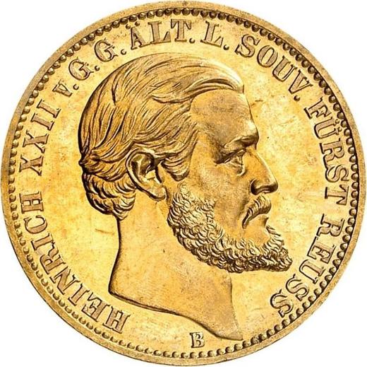 Аверс монеты - 20 марок 1875 года B "Рейсс-Грейц" - цена золотой монеты - Германия, Германская Империя