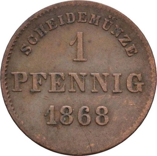 Реверс монеты - 1 пфенниг 1868 года - цена  монеты - Саксен-Мейнинген, Георг II