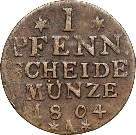 Reverso 1 Pfennig 1804 A "Tipo 1799-1806" - valor de la moneda  - Prusia, Federico Guillermo III