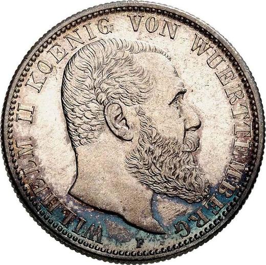 Аверс монеты - 2 марки 1905 года F "Вюртемберг" - цена серебряной монеты - Германия, Германская Империя