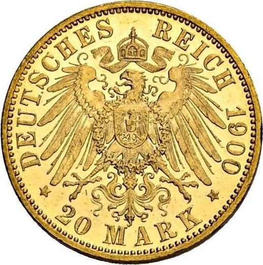 Reverso 20 marcos 1900 A "Prusia" - valor de la moneda de oro - Alemania, Imperio alemán