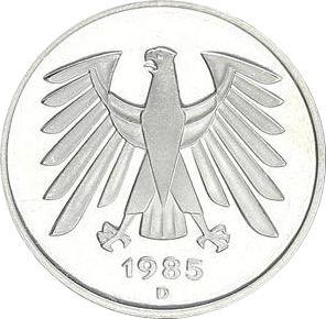 Реверс монеты - 5 марок 1985 года D - цена  монеты - Германия, ФРГ