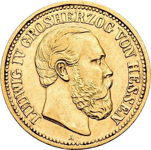 Аверс монеты - 10 марок 1890 года A "Гессен" - цена золотой монеты - Германия, Германская Империя