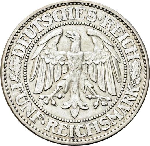 Anverso 5 Reichsmarks 1932 J "Roble" - valor de la moneda de plata - Alemania, República de Weimar