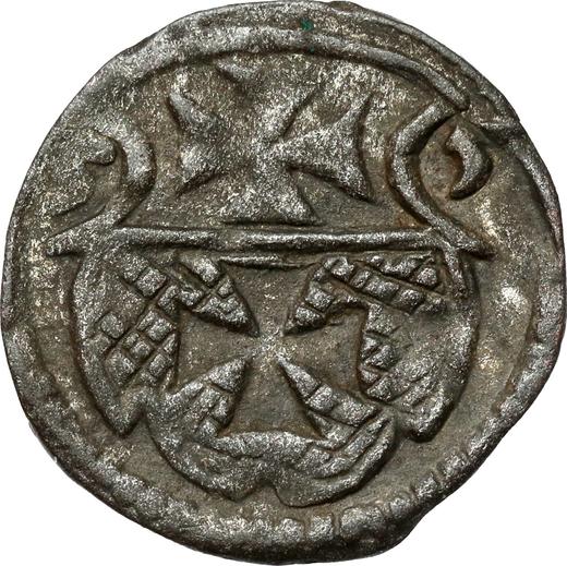 Реверс монеты - Денарий 1555 года "Эльблонг" - цена серебряной монеты - Польша, Сигизмунд II Август