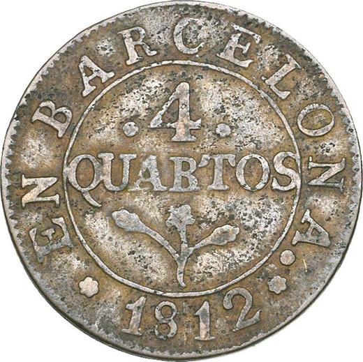 Reverso 4 cuartos 1812 Inscripción "QUABTOS" - valor de la moneda  - España, José I Bonaparte