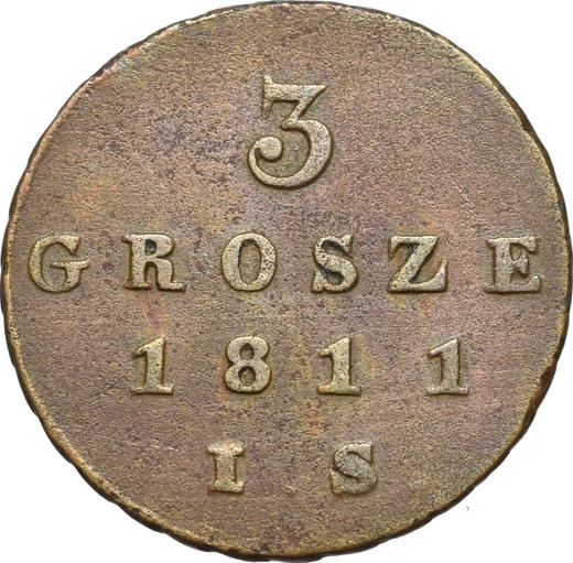 Rewers monety - 3 grosze 1811 IS - cena  monety - Polska, Księstwo Warszawskie