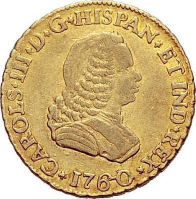 Awers monety - 1 escudo 1760 PN J - cena złotej monety - Kolumbia, Karol III