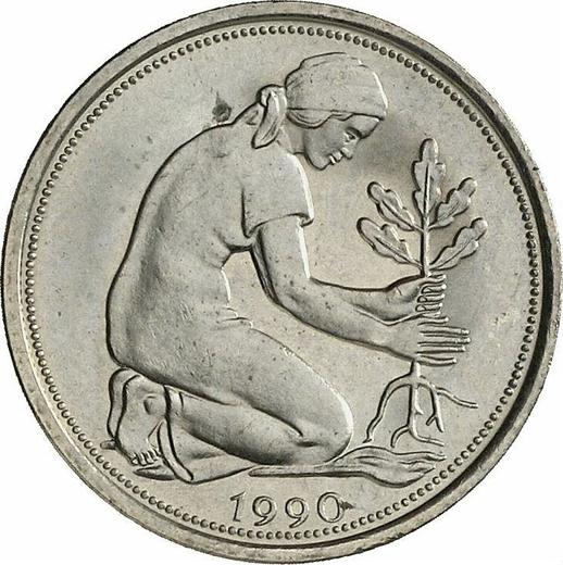 Reverso 50 Pfennige 1990 G - valor de la moneda  - Alemania, RFA