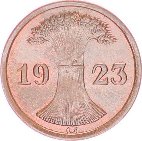 Реверс монеты - 2 рентенпфеннига 1923 года G - цена  монеты - Германия, Bеймарская республика