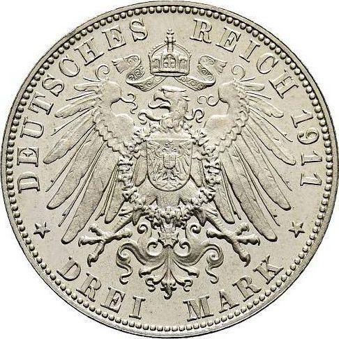 Реверс монеты - 3 марки 1911 года D "Бавария" 90 лет со дня рождения - цена серебряной монеты - Германия, Германская Империя