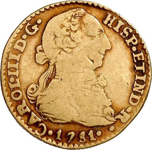 Аверс монеты - 1 эскудо 1781 года PTS PR - цена золотой монеты - Боливия, Карл III