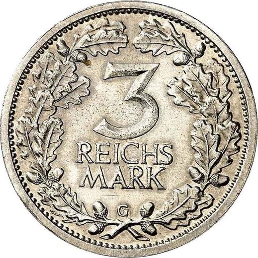 Reverso 3 Reichsmarks 1933 G - valor de la moneda de plata - Alemania, República de Weimar