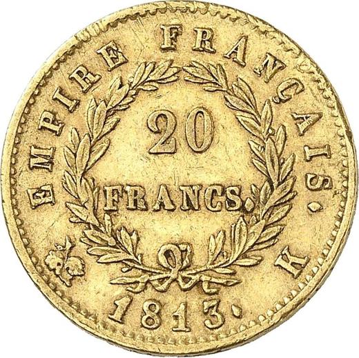 Reverse 20 Francs 1813 K "Type 1809-1815" Bordeaux - France, Napoleon I