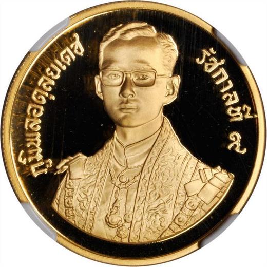 Anverso 6000 Baht BE 2530 (1987) "60 cumpleaños del Rey Rama IX" - valor de la moneda de oro - Tailandia, Rama IX