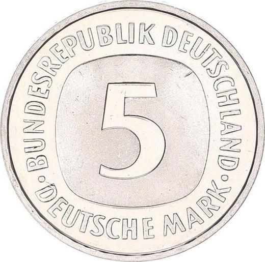 Anverso 5 marcos 2001 G - valor de la moneda  - Alemania, RFA